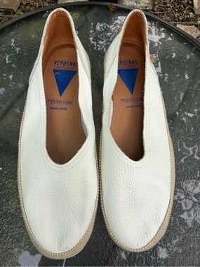Verbenas White Leather Slip-On Espadrille Flats